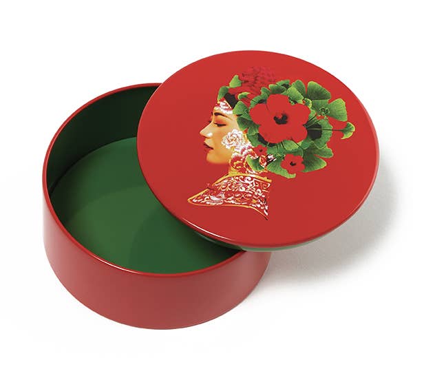 Gangzai Lotus Round Metal Tin Box