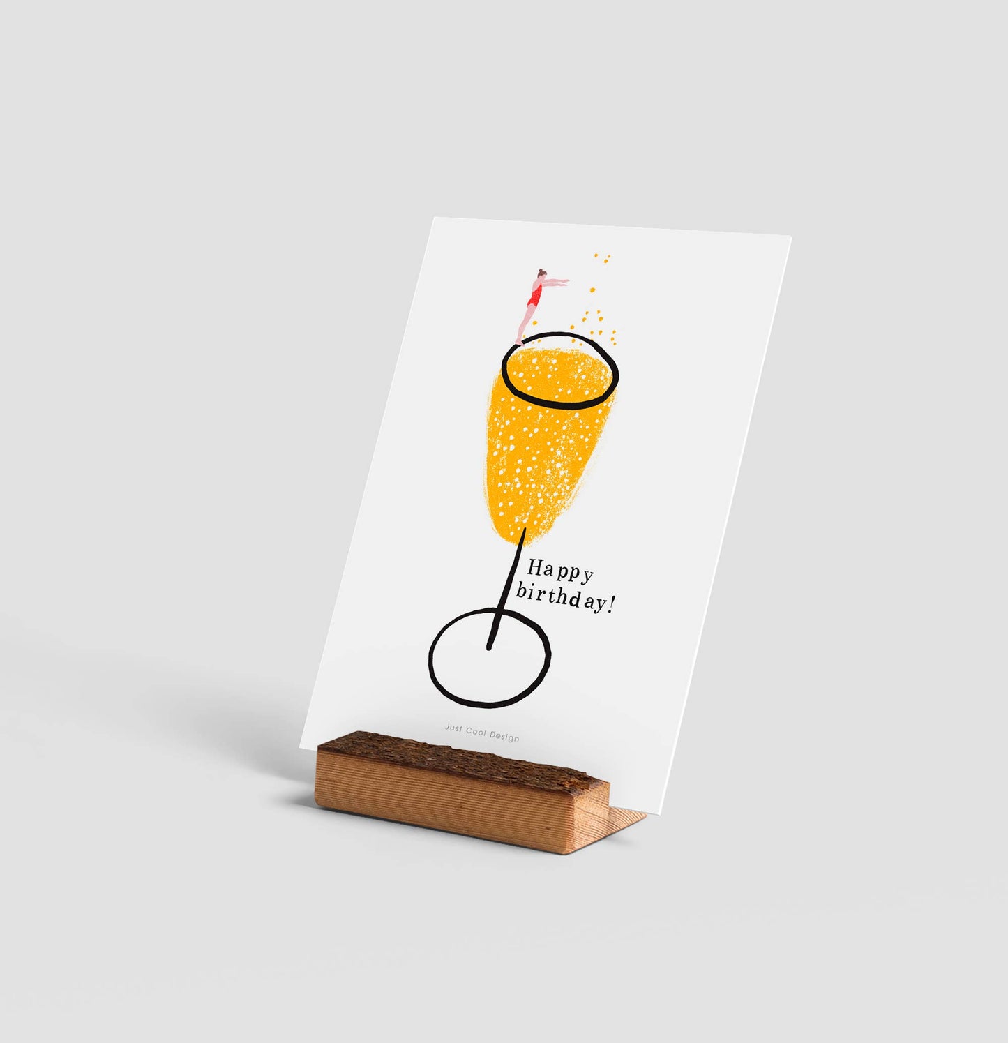 JCD Happy Birthday mini art print | Champagne note card