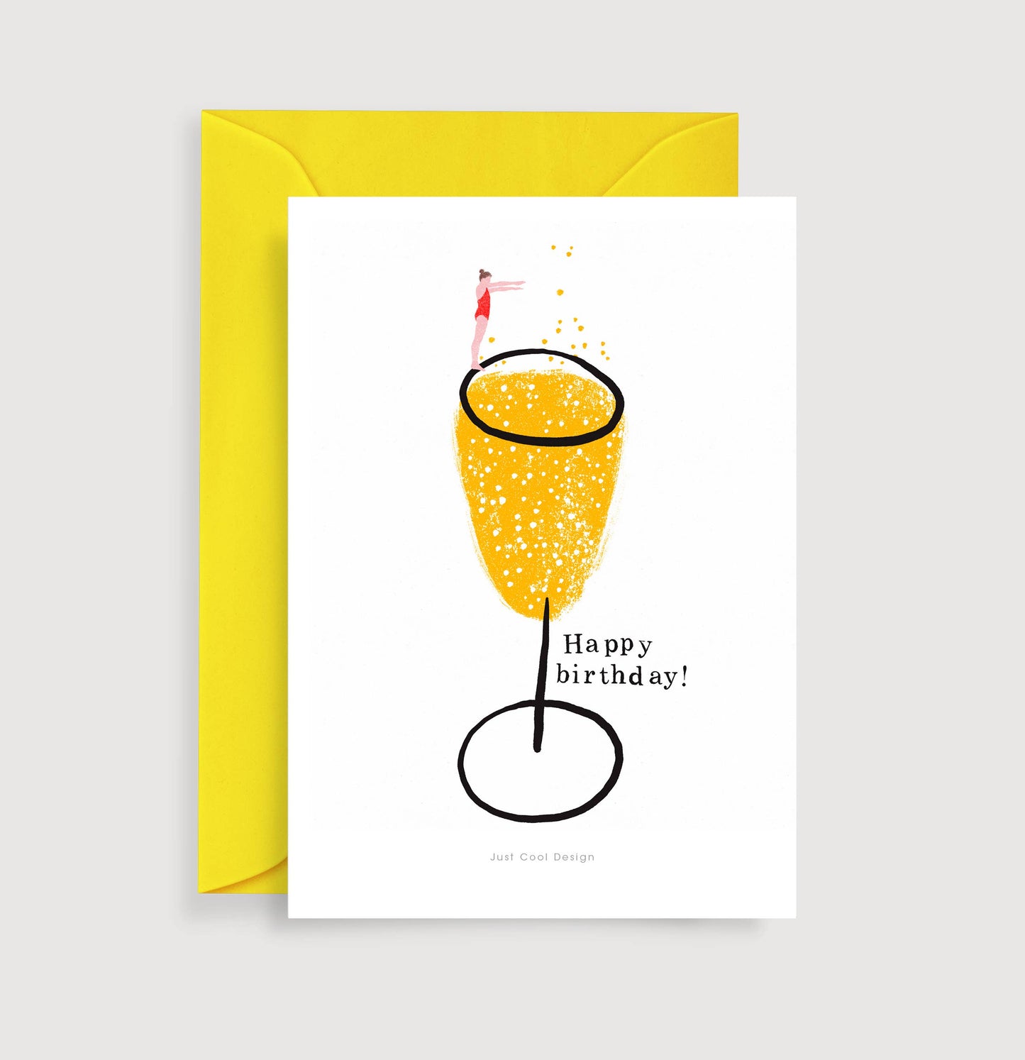 JCD Happy Birthday mini art print | Champagne note card