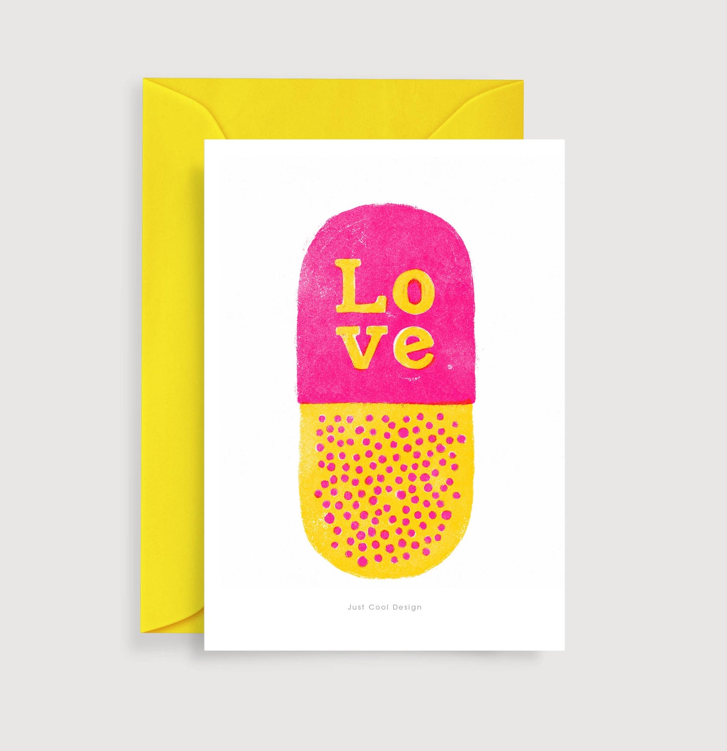 JCD Love pill mini art print | Love is the best medicine card