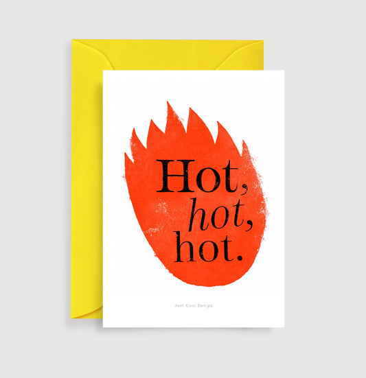 JCD Hot, hot hot mini art print | Red flames note card