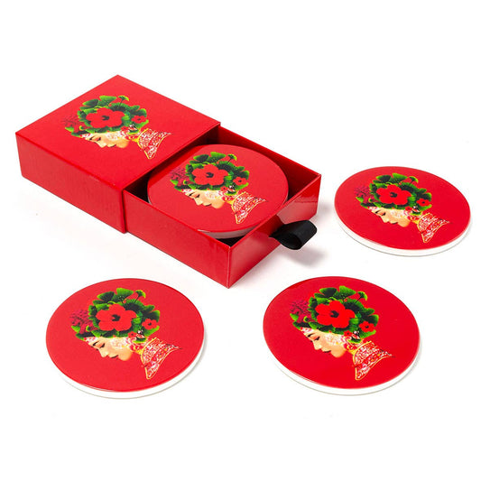 Gangzai Lotus Set of 4 Ceramic Coasters